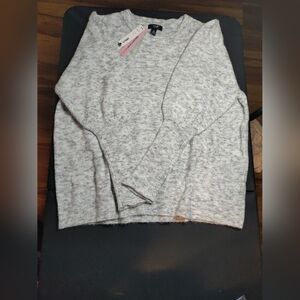 Aqua Curve Gray/White Balloon Sleeve Sweater Plus Sz XXL